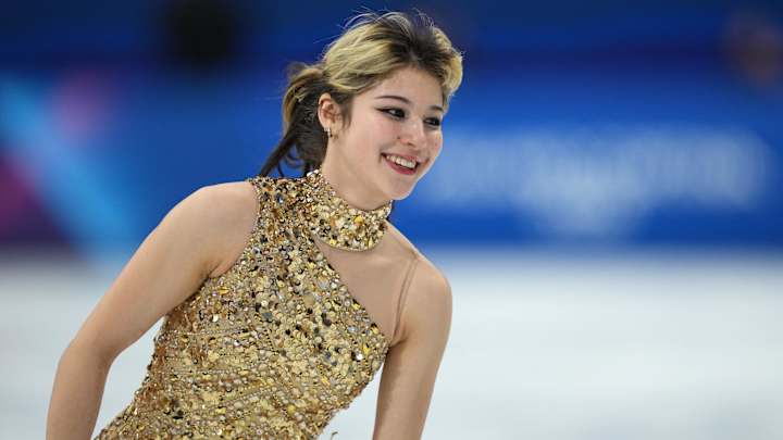 Feb 19, 2026; Milan, Italy; Alysa Liu of the United States is introduced before competing in the women's free skate during the Milano Cortina 2026 Olympic Winter Games at Milano Ice Skating Arena.