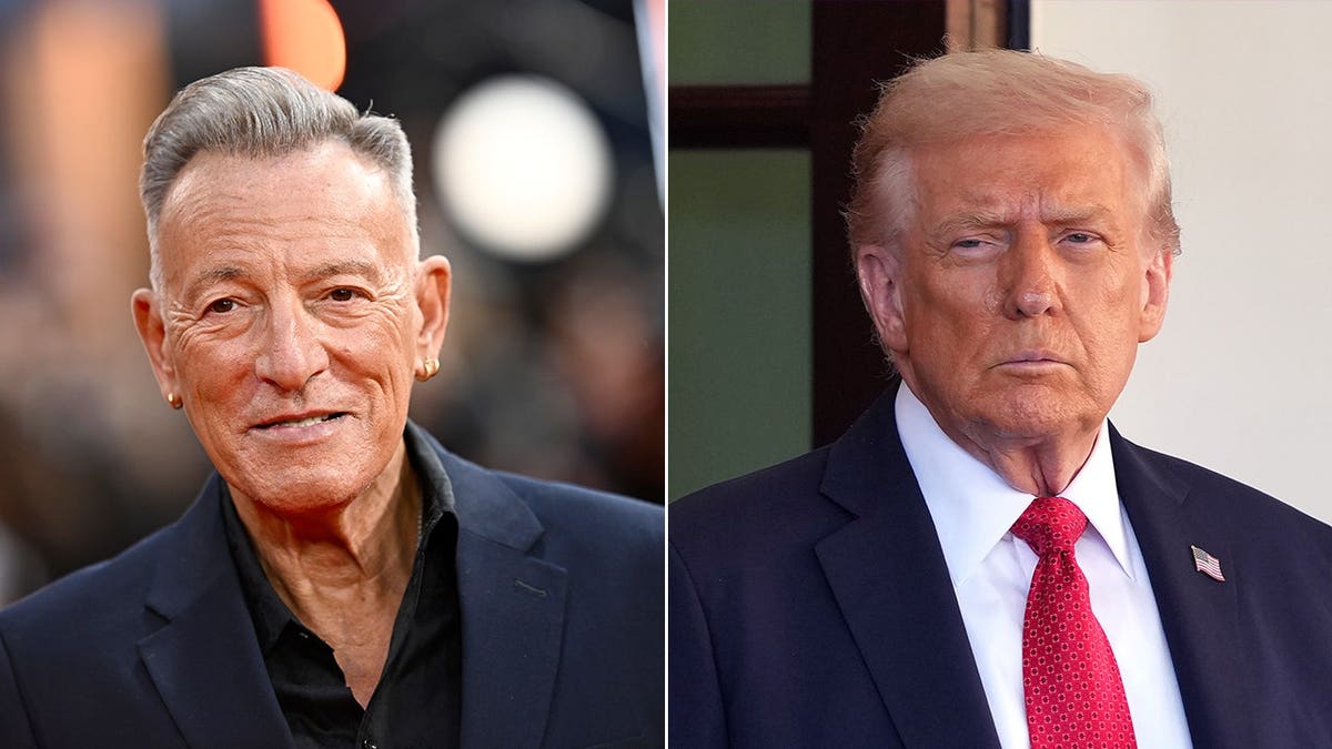 split photos of Bruce Springsteen and Donald Trump