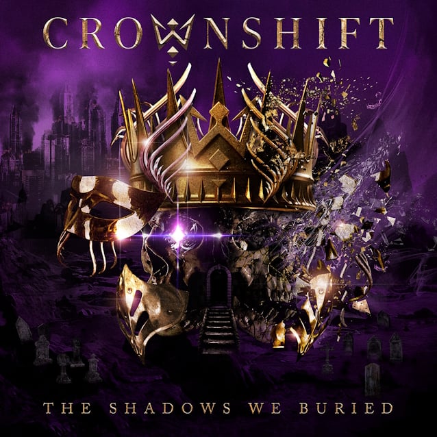 The Shadows We Buried artwork showing a crowned skull amid purple light