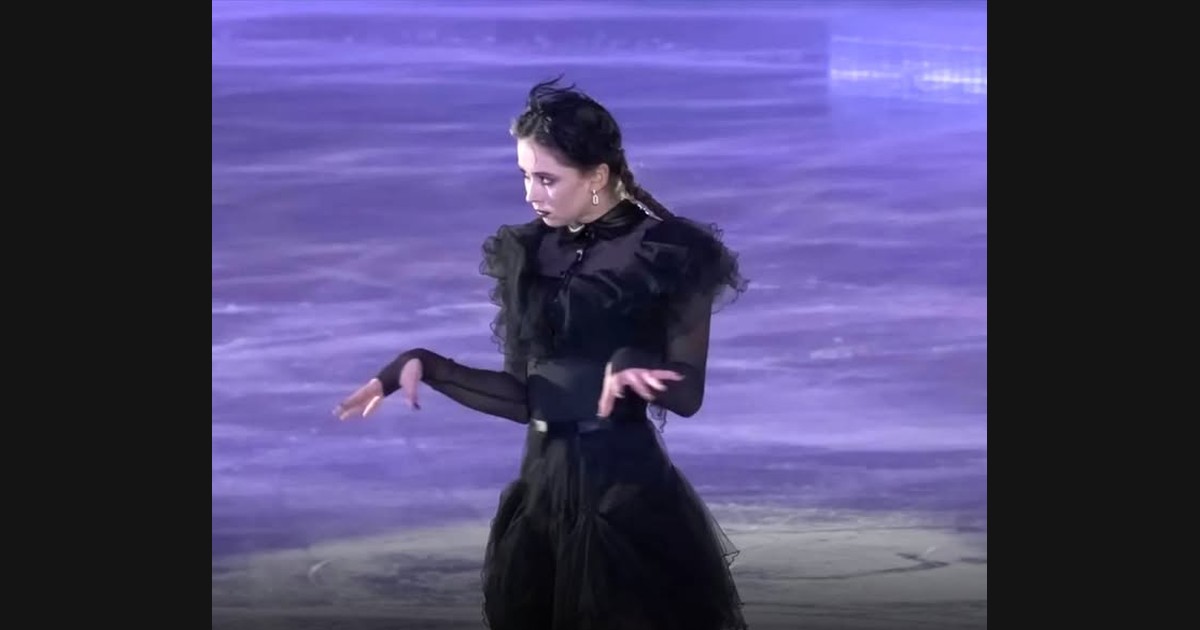Kamila Valieva Brings Wednesday’s Dance to an Ice Exhibition