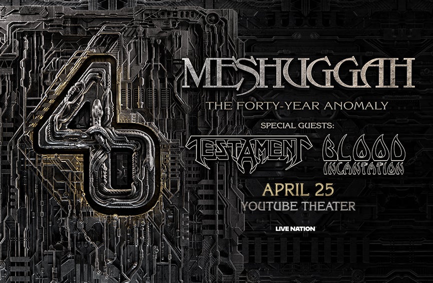 The Forty-Year Anomaly artwork for Meshuggah's 2027 tour with Testament and Blood Incantation