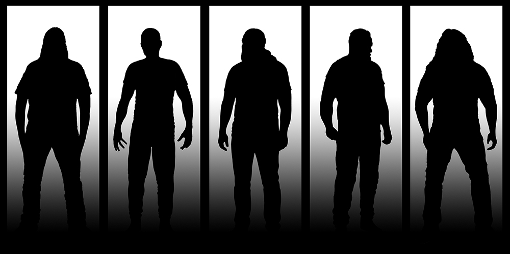 The five members of Meshuggah in an official band photograph