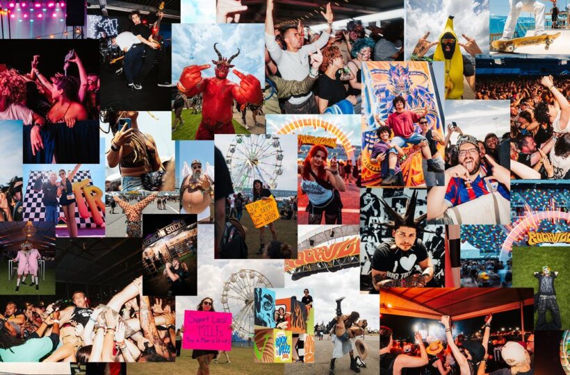 A collage of Welcome to Rockville festival crowds and live performances